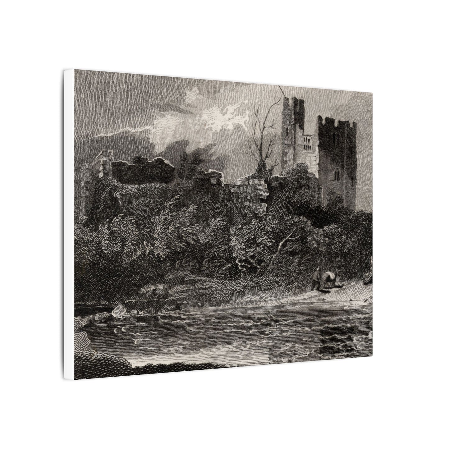 Newark Castle — Antique Engraving Canvas Art Print