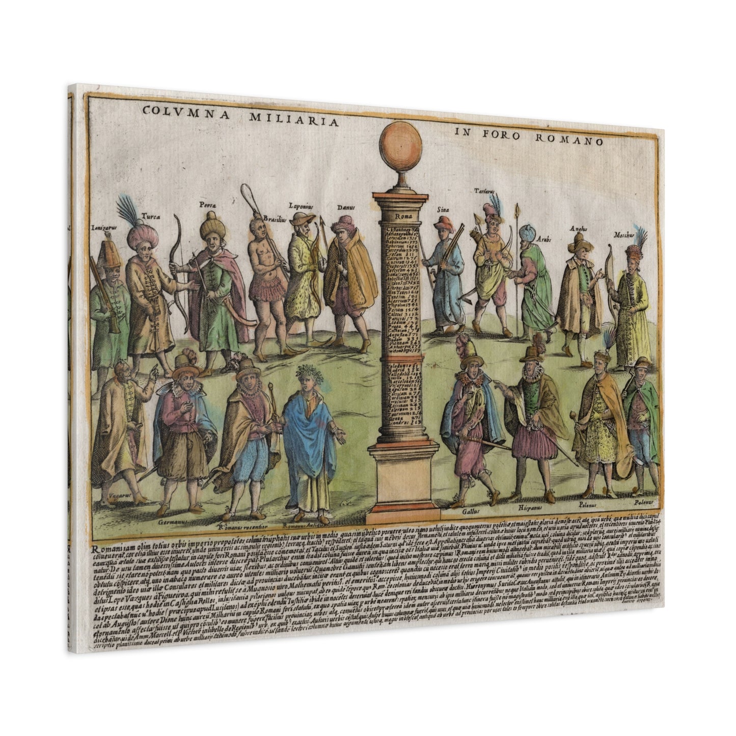 The Milestone Column in the Roman Forum Historic Art Canvas Print