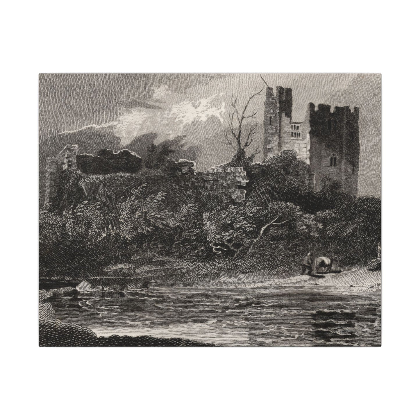 Newark Castle — Antique Engraving Canvas Art Print