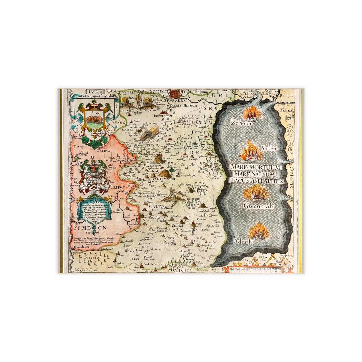 Tribes of Judah and Simeon with the Dead Sea Vintage Map Ceramic Tile