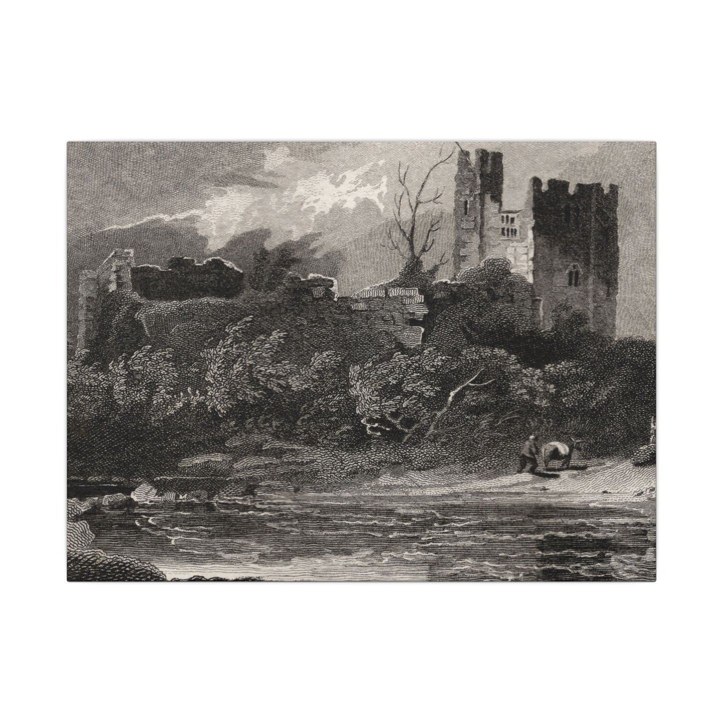 Newark Castle — Antique Engraving Canvas Art Print