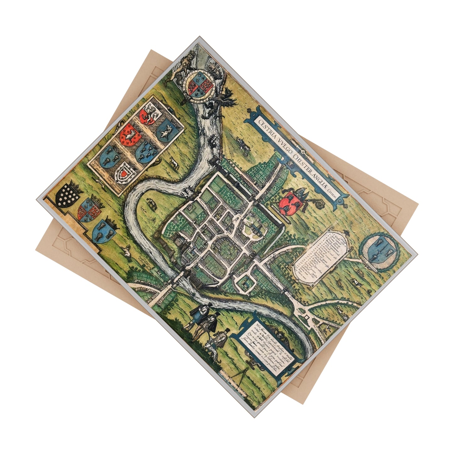 Chester (Cestria), England Vintage Map Ceramic Tile