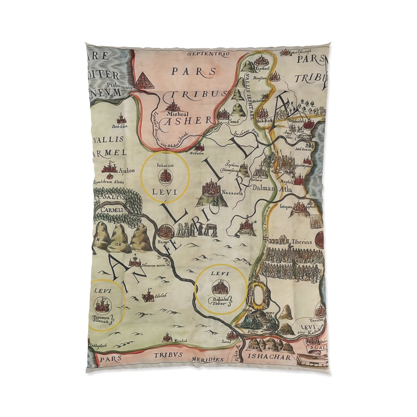 Galilee & the Twelve Tribes of Israel Vintage Map Comforter