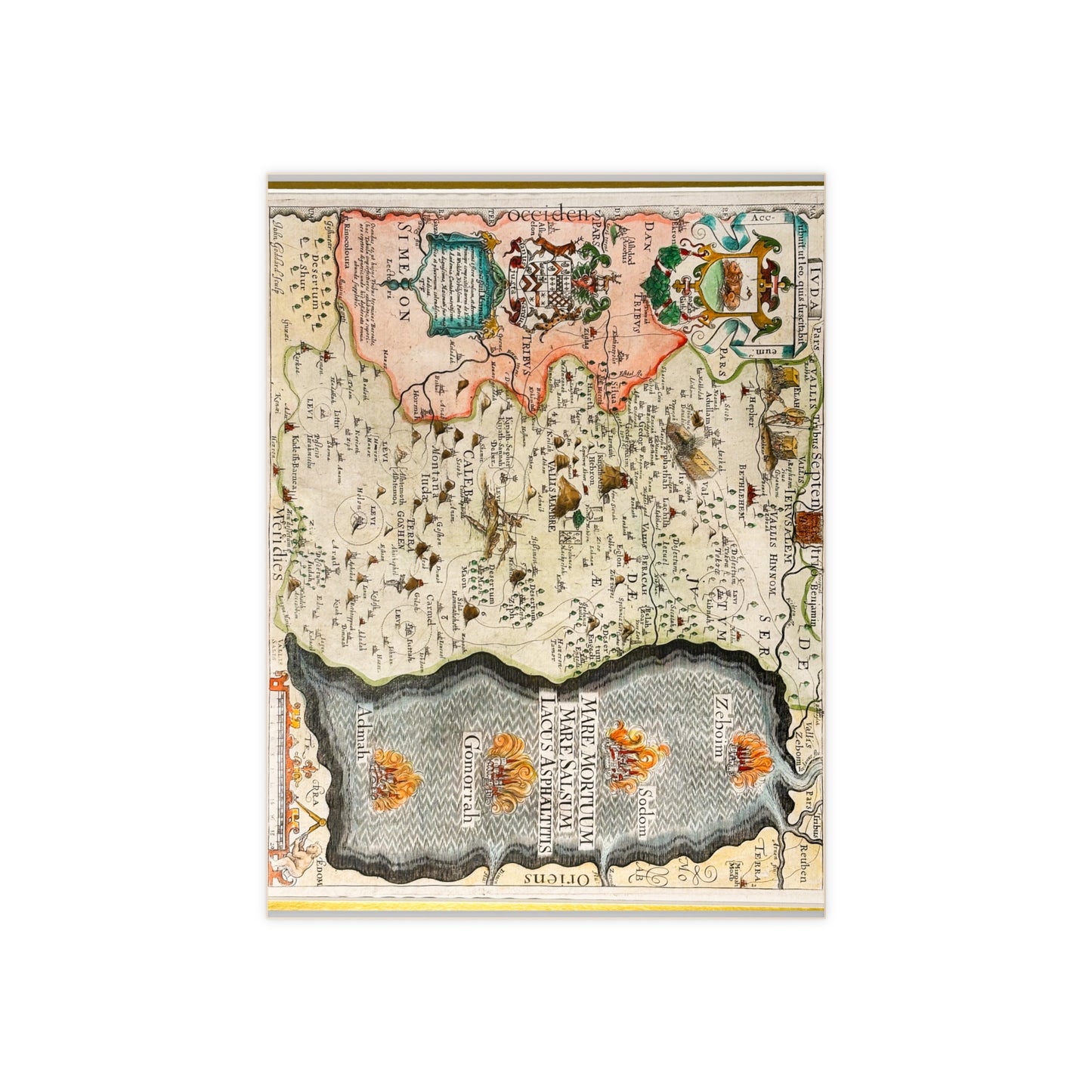 Tribes of Judah and Simeon with the Dead Sea Vintage Map Ceramic Tile