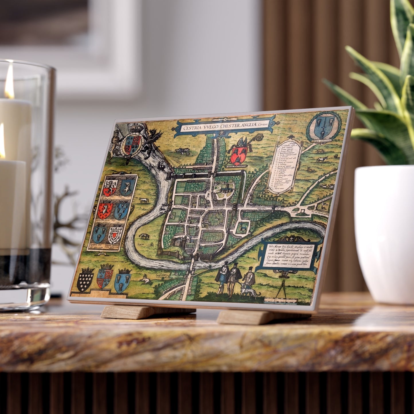 Chester (Cestria), England Vintage Map Ceramic Tile