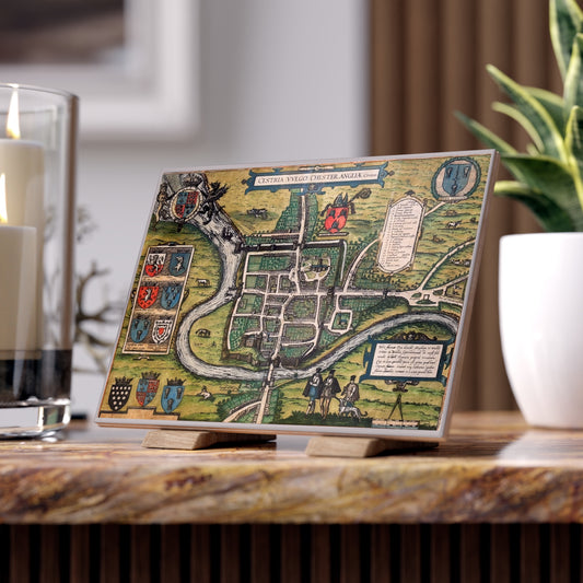 Chester (Cestria), England Vintage Map Ceramic Tile