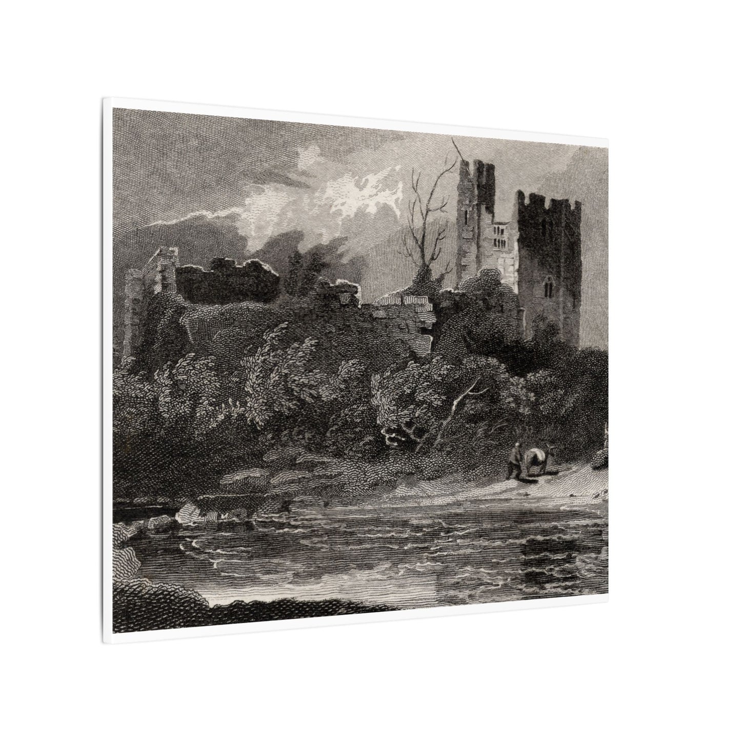 Newark Castle — Antique Engraving Canvas Art Print