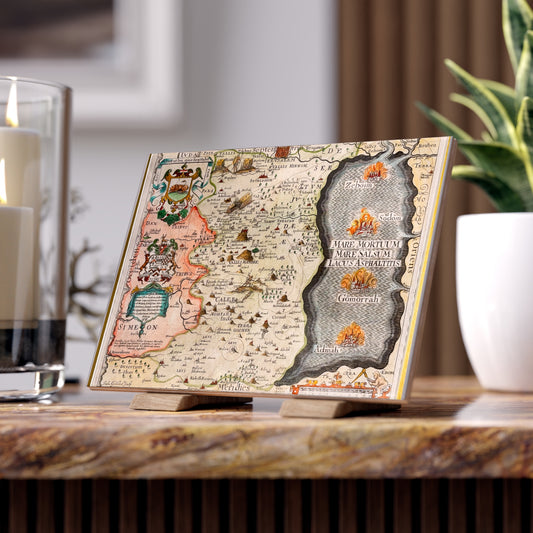 Tribes of Judah and Simeon with the Dead Sea Vintage Map Ceramic Tile