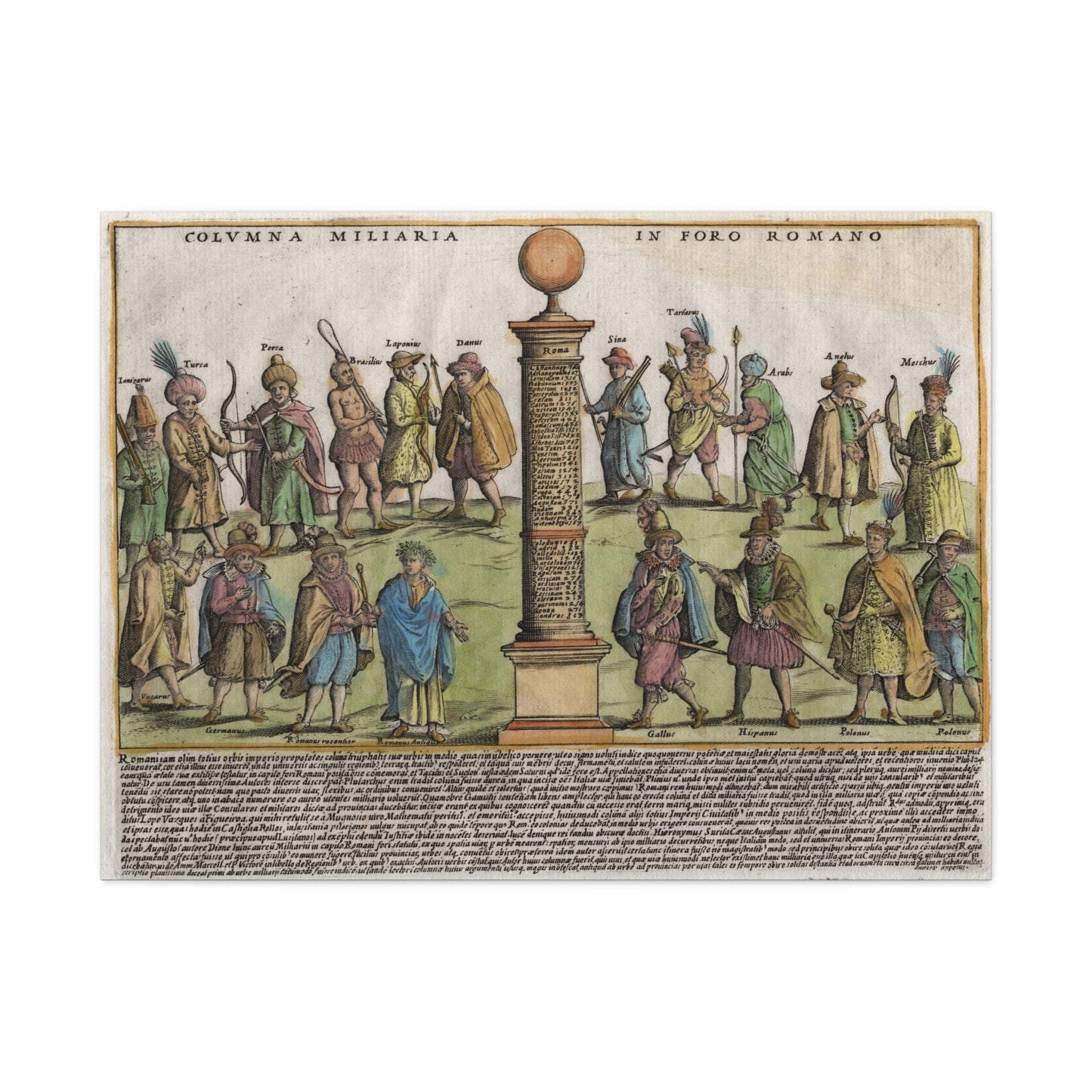 The Milestone Column in the Roman Forum Historic Art Canvas Print
