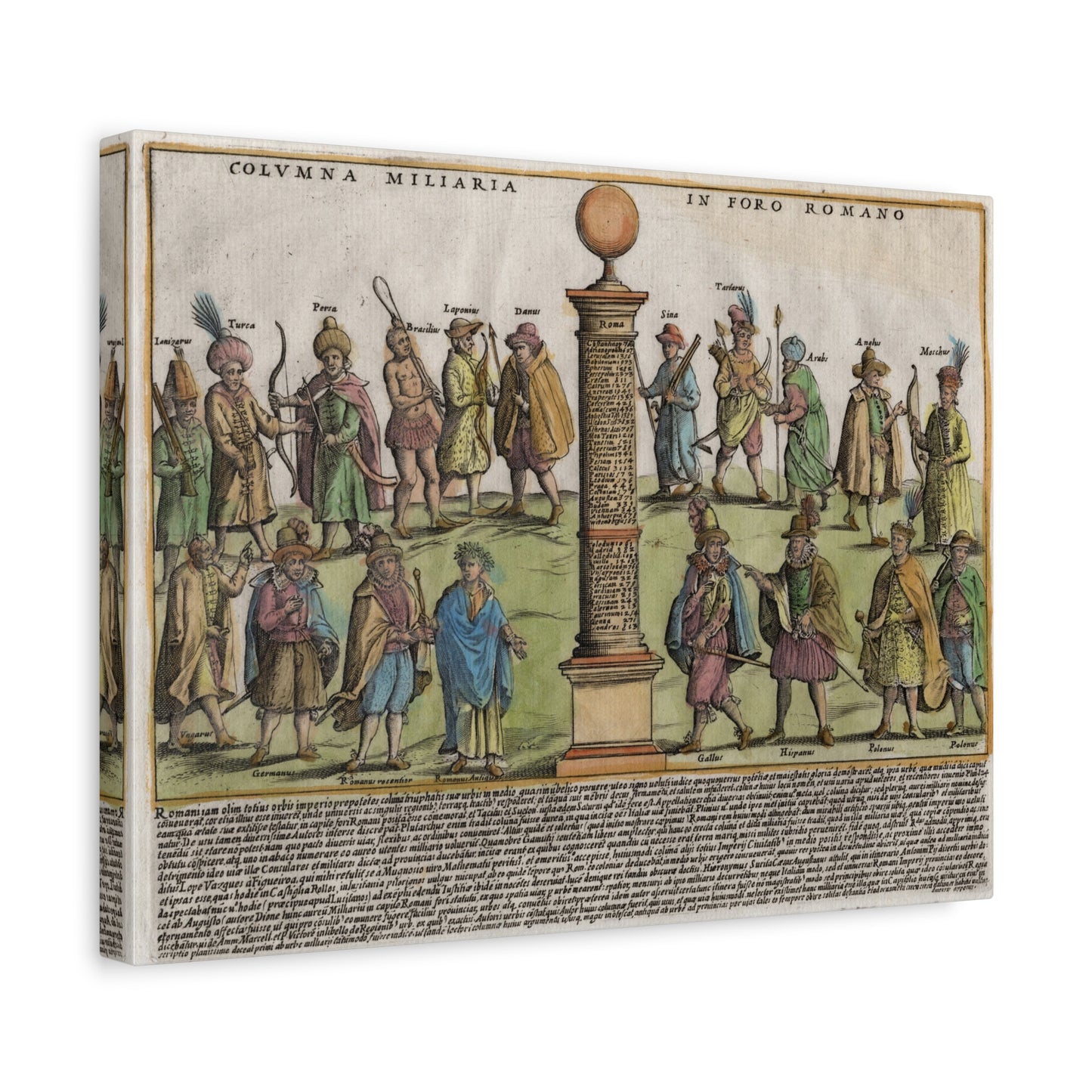 The Milestone Column in the Roman Forum Historic Art Canvas Print