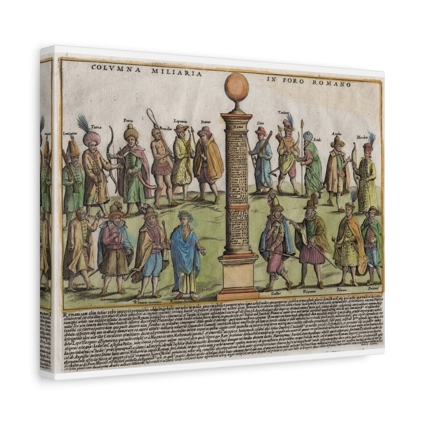 The Milestone Column in the Roman Forum Historic Art Canvas Print