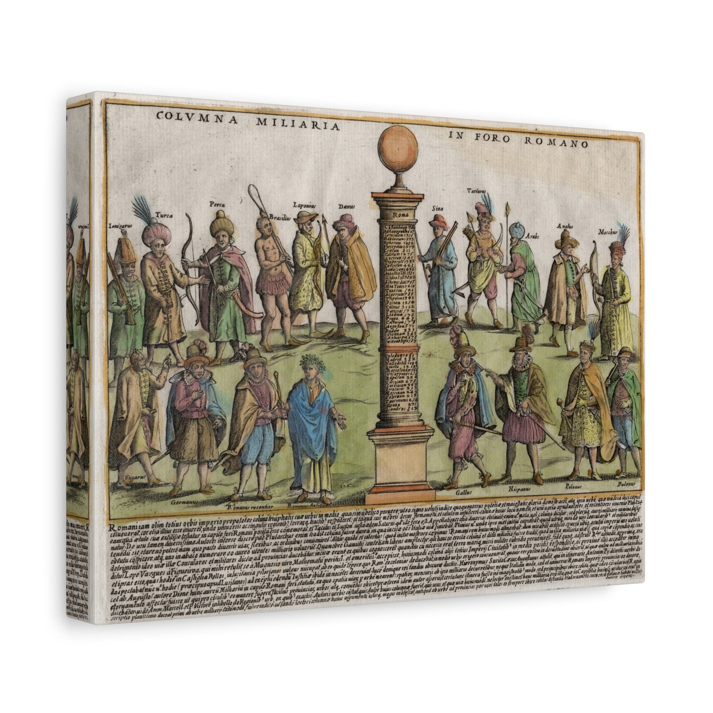 The Milestone Column in the Roman Forum Historic Art Canvas Print