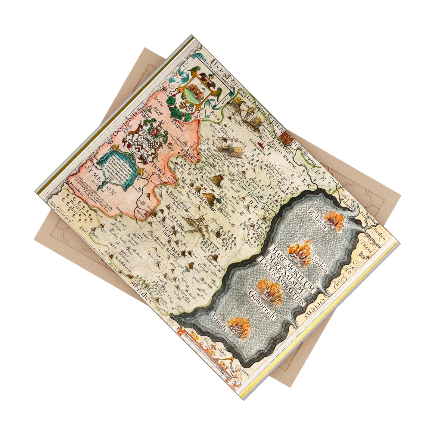 Tribes of Judah and Simeon with the Dead Sea Vintage Map Ceramic Tile