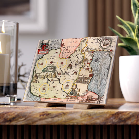 Galilee and the Twelve Tribes of Israel Vintage Map Ceramic Tile