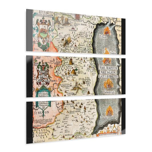 Vintage Map Acrylic Prints Triptych, Wall Art Decor for Home, Travel Enthusiasts, Gifts for Travelers