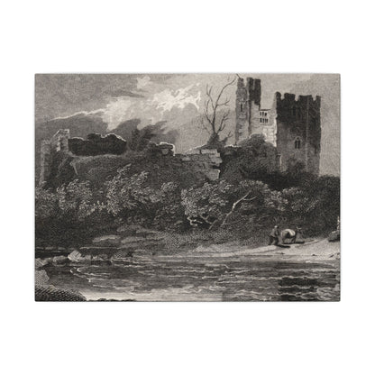Newark Castle — Antique Engraving Canvas Art Print