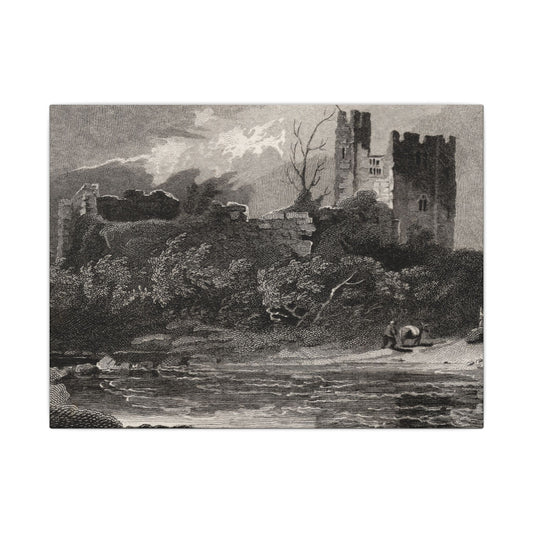 Newark Castle — Antique Engraving Canvas Art Print