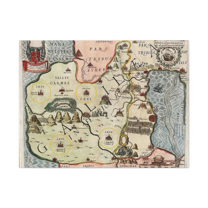 Galilee & the Twelve Tribes of Israel--Antique Map Print on Canvas