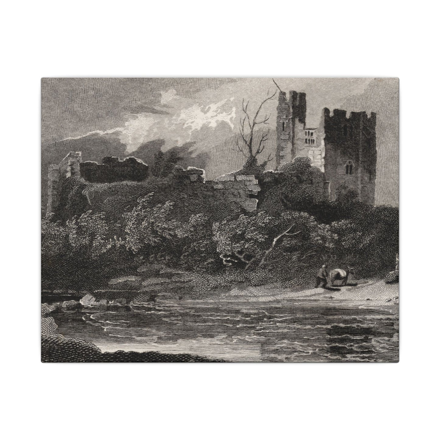 Newark Castle — Antique Engraving Canvas Art Print