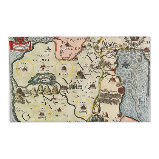 Galilee & the Twelve Tribes of Israel Vintage Map Area Rug