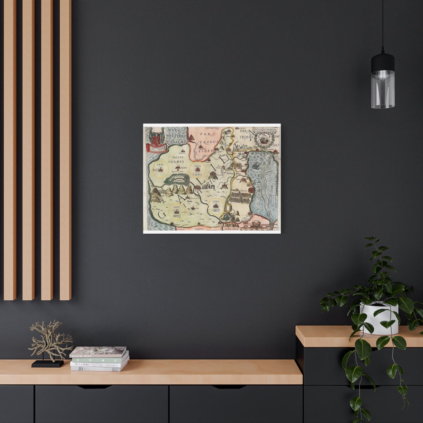 Galilee & the Twelve Tribes of Israel--Antique Map Print on Canvas