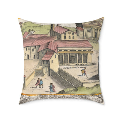 The Church of Saints Vincent and Anastasius at the Three Fountains Historic Print Canvas Pillow