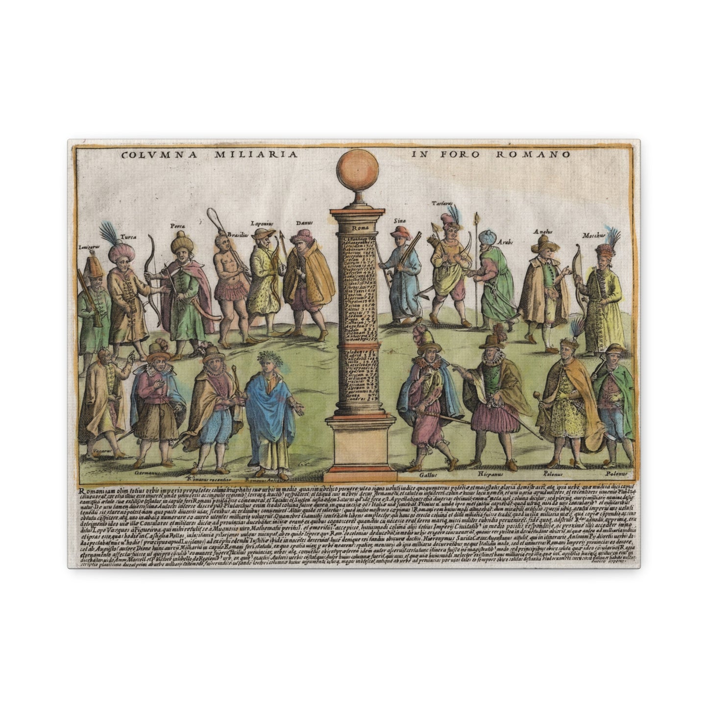 The Milestone Column in the Roman Forum Historic Art Canvas Print