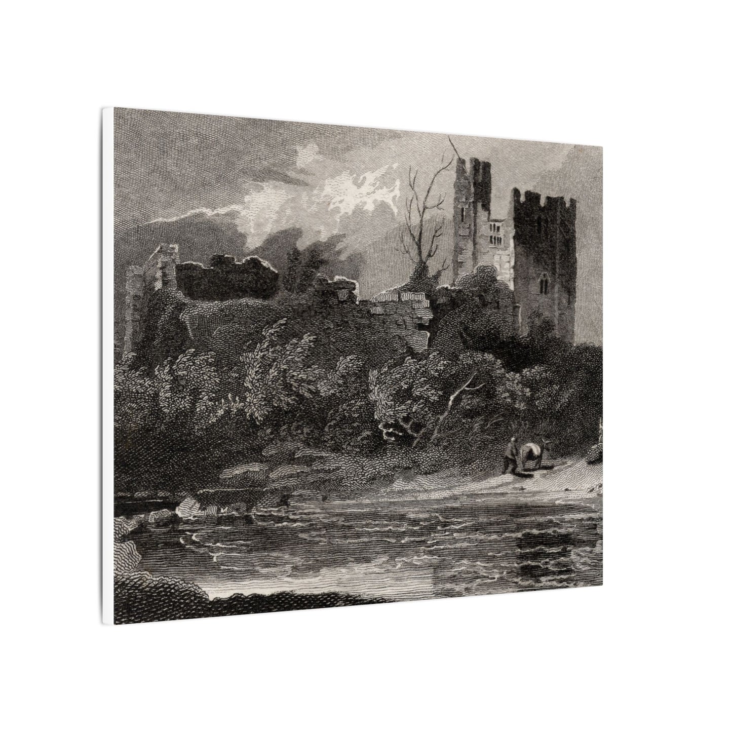 Newark Castle — Antique Engraving Canvas Art Print