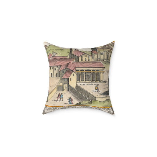 The Church of Saints Vincent and Anastasius at the Three Fountains Historic Print Canvas Pillow
