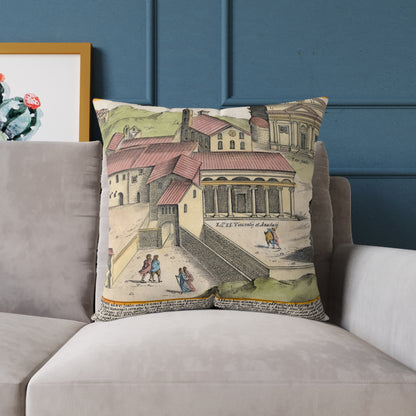 The Church of Saints Vincent and Anastasius at the Three Fountains Historic Print Canvas Pillow