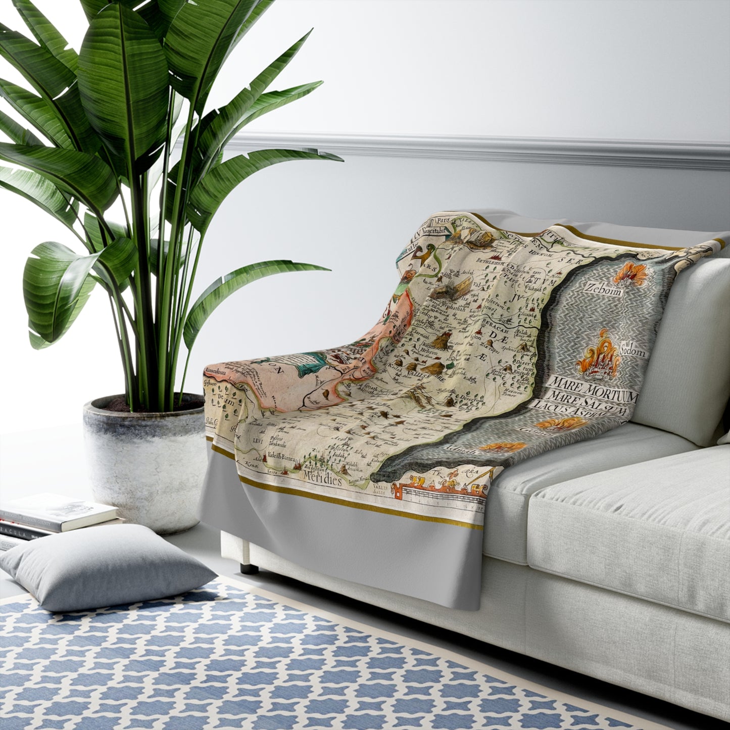 Tribes of Judah & Simeon with the Dead Sea Vintage Map Fleece Blanket