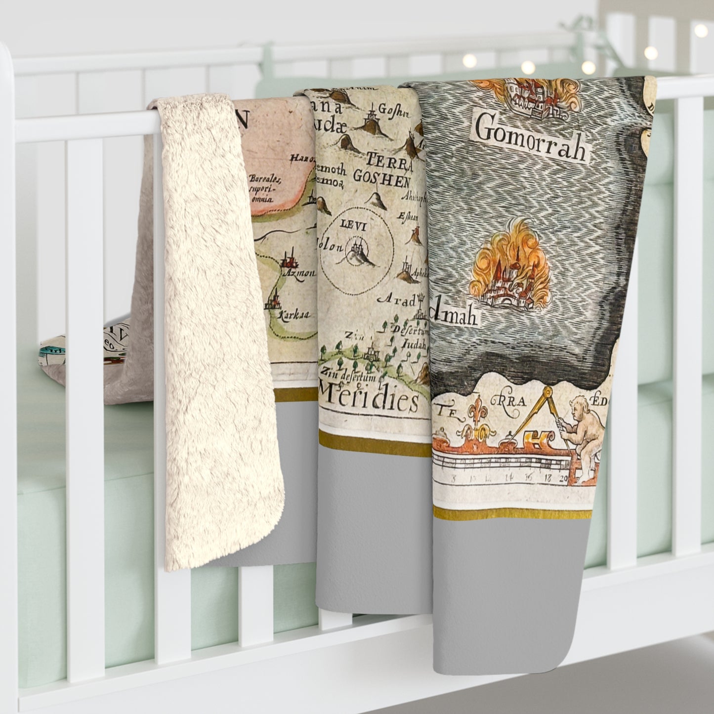Tribes of Judah & Simeon with the Dead Sea Vintage Map Fleece Blanket