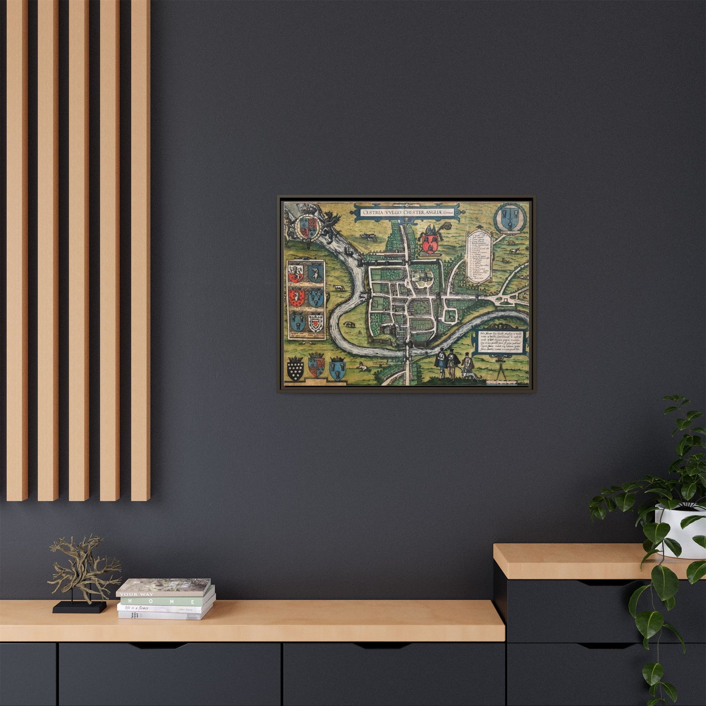 Chester (Cestria), England from Braun & Hogenberg’s Civitates Orbis Terrarum Framed Map Art Print