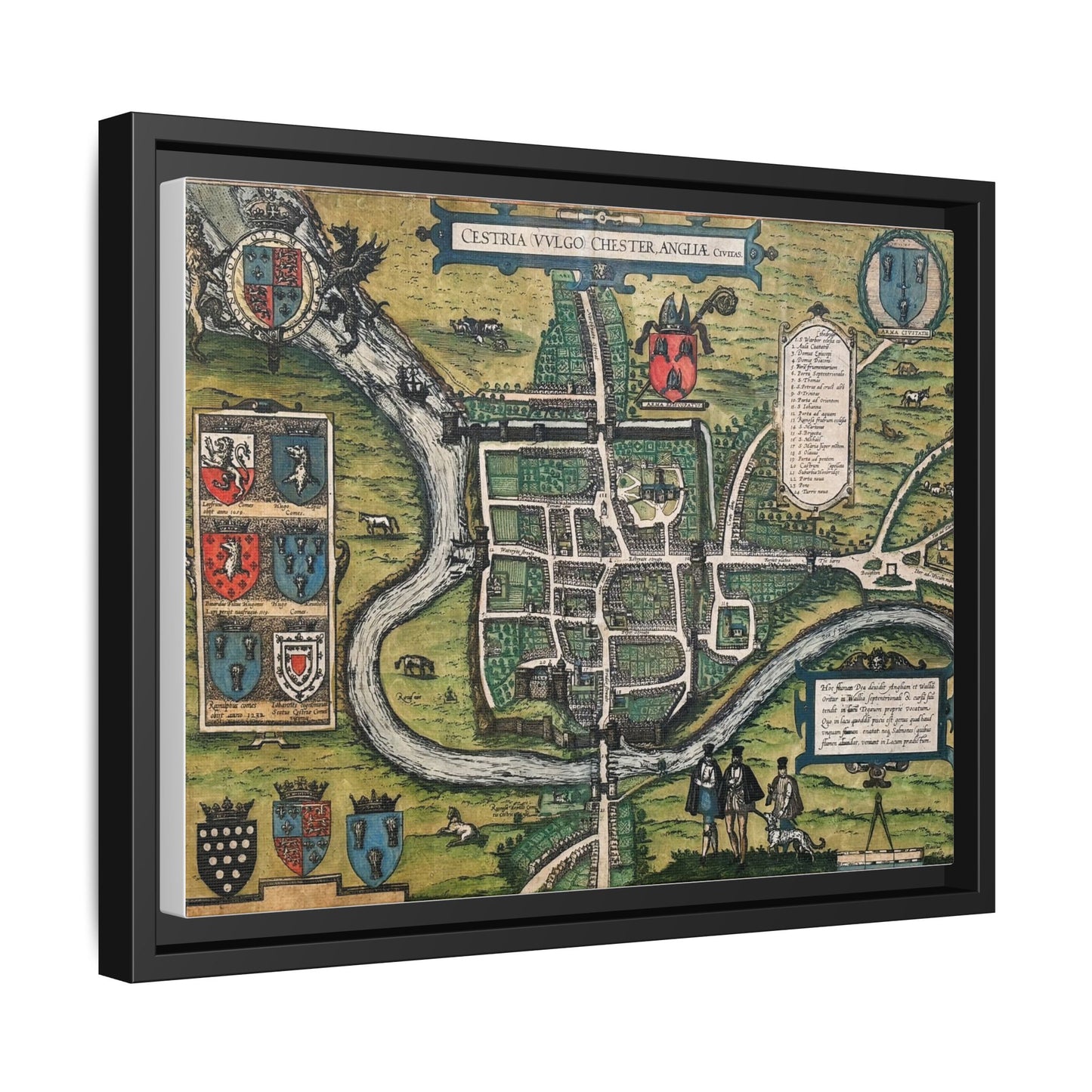 Chester (Cestria), England from Braun & Hogenberg’s Civitates Orbis Terrarum Framed Map Art Print