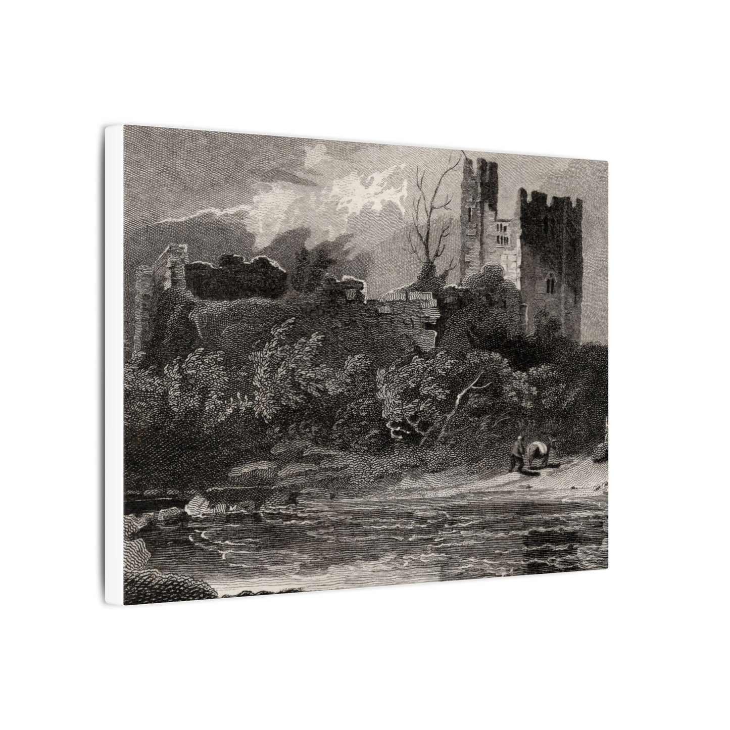 Newark Castle — Antique Engraving Canvas Art Print