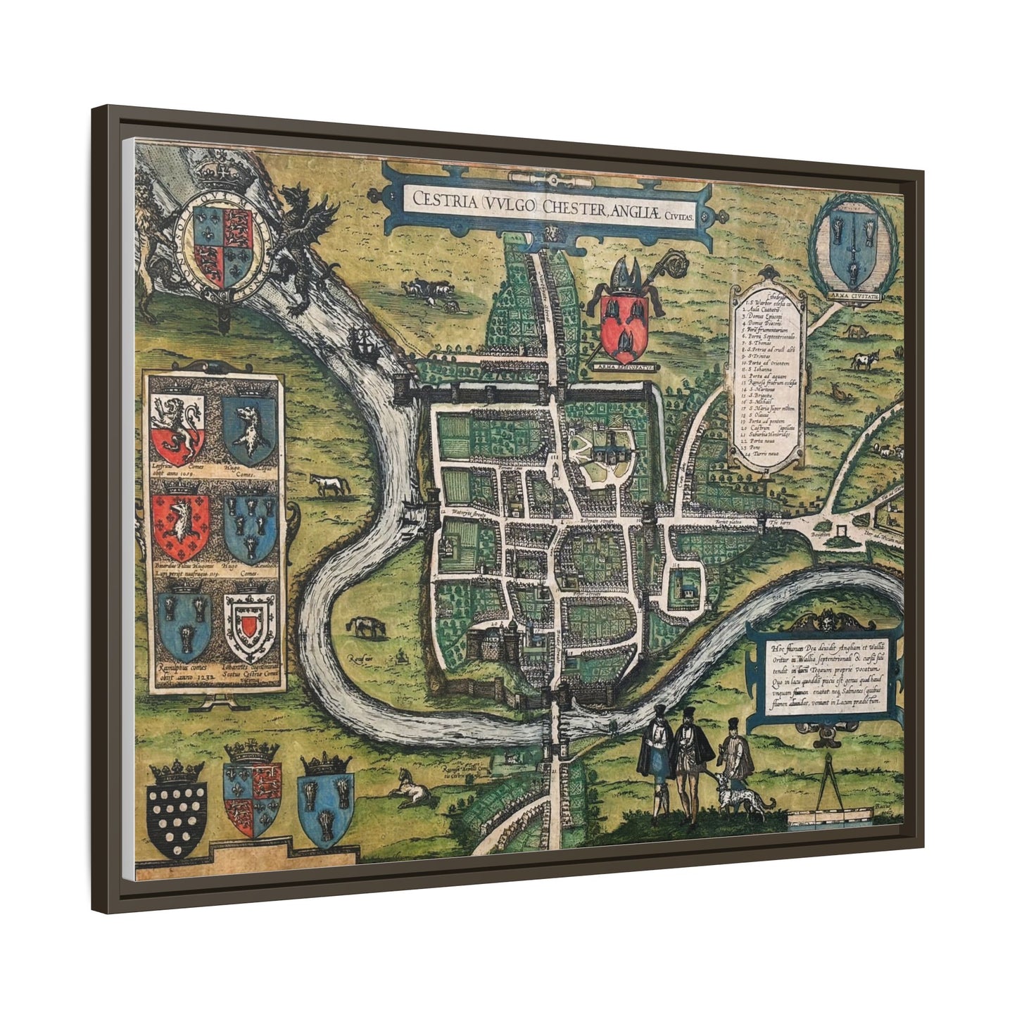 Chester (Cestria), England from Braun & Hogenberg’s Civitates Orbis Terrarum Framed Map Art Print