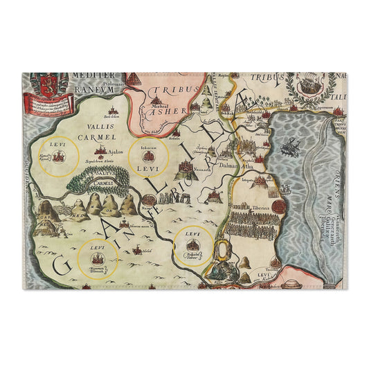 Galilee & the Twelve Tribes of Israel Vintage Map Area Rug