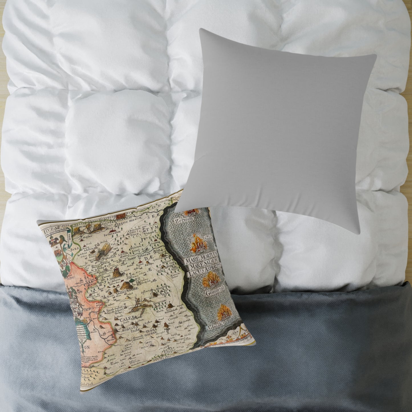 Tribes of Judah & Simeon with the Dead Sea Vintage Map Pillow - Biblical Cartography