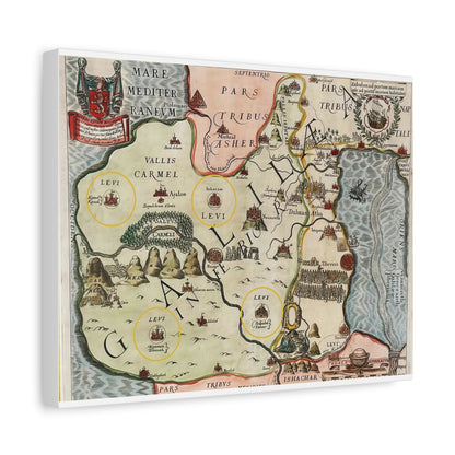 Galilee & the Twelve Tribes of Israel--Antique Map Print on Canvas