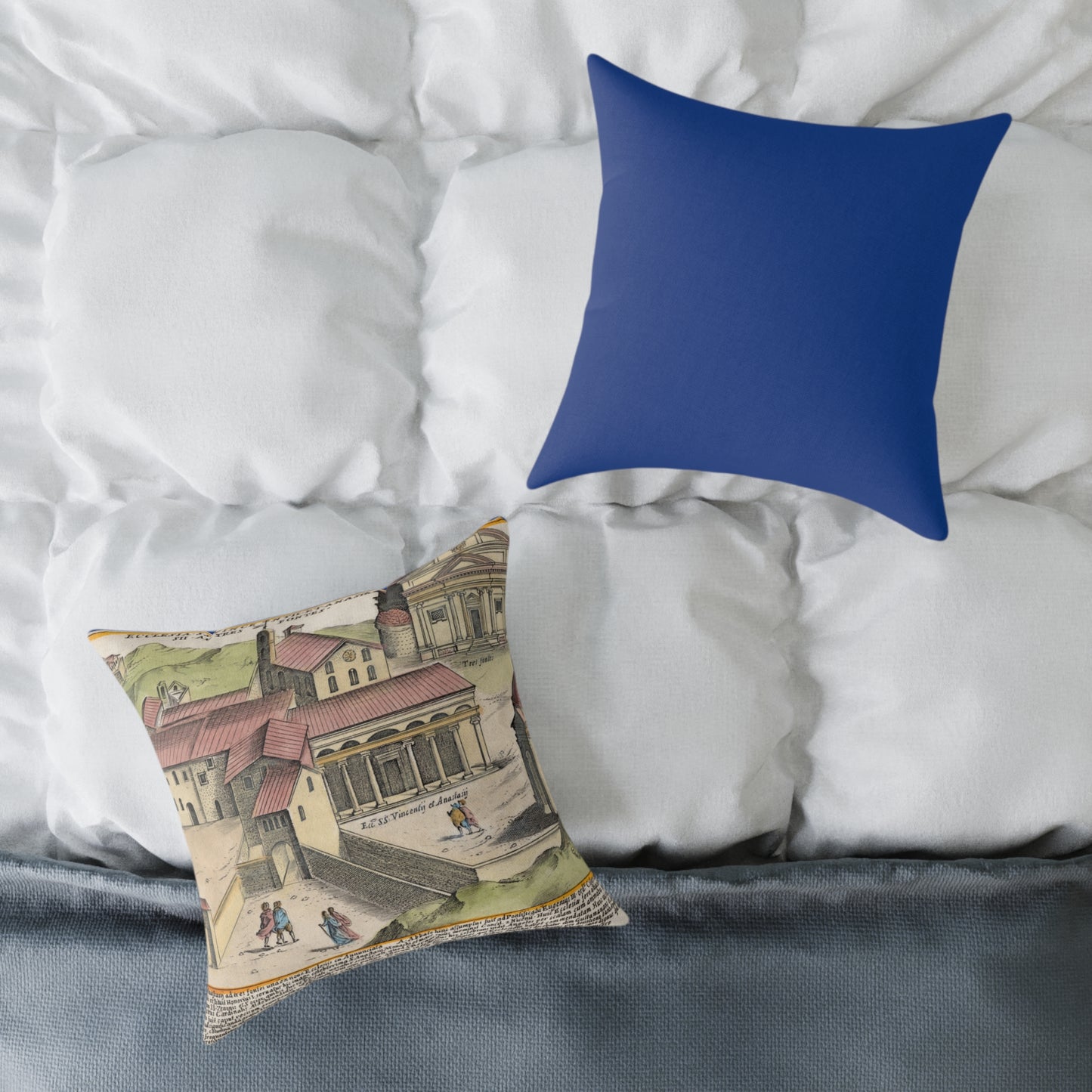 The Church of Saints Vincent and Anastasius at the Three Fountains Historic Print Canvas Pillow