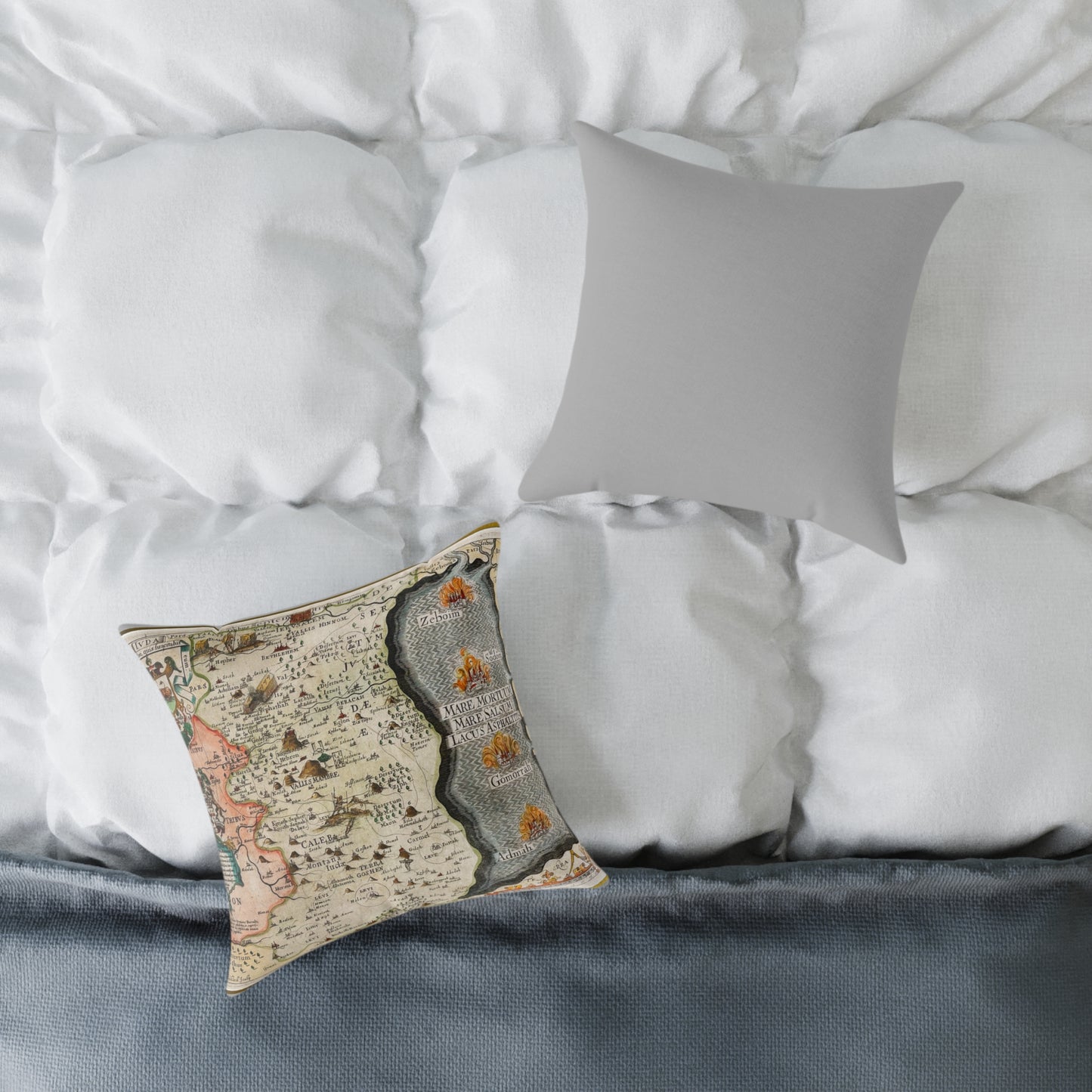 Tribes of Judah & Simeon with the Dead Sea Vintage Map Pillow - Biblical Cartography