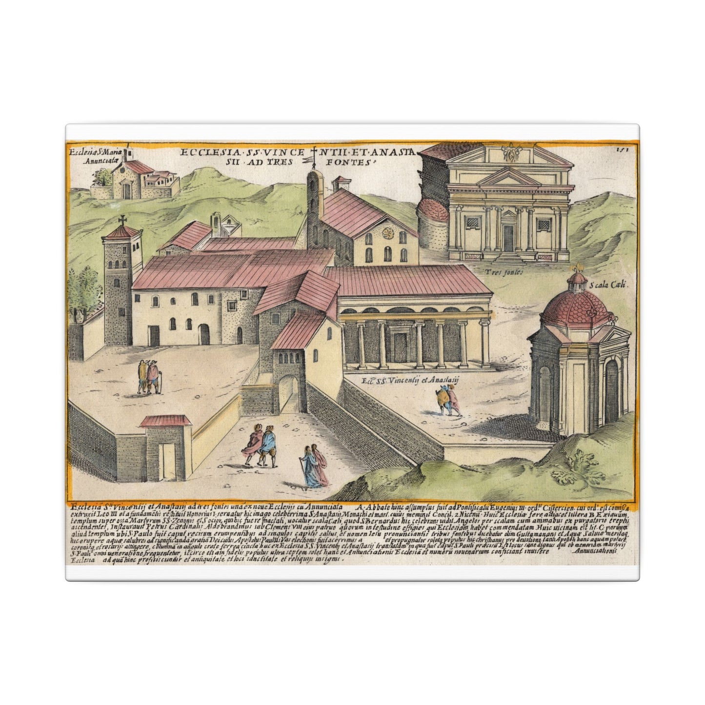 The Church of Saints Vincent and Anastasius at the Three Fountains Historic Canvas Wall Art