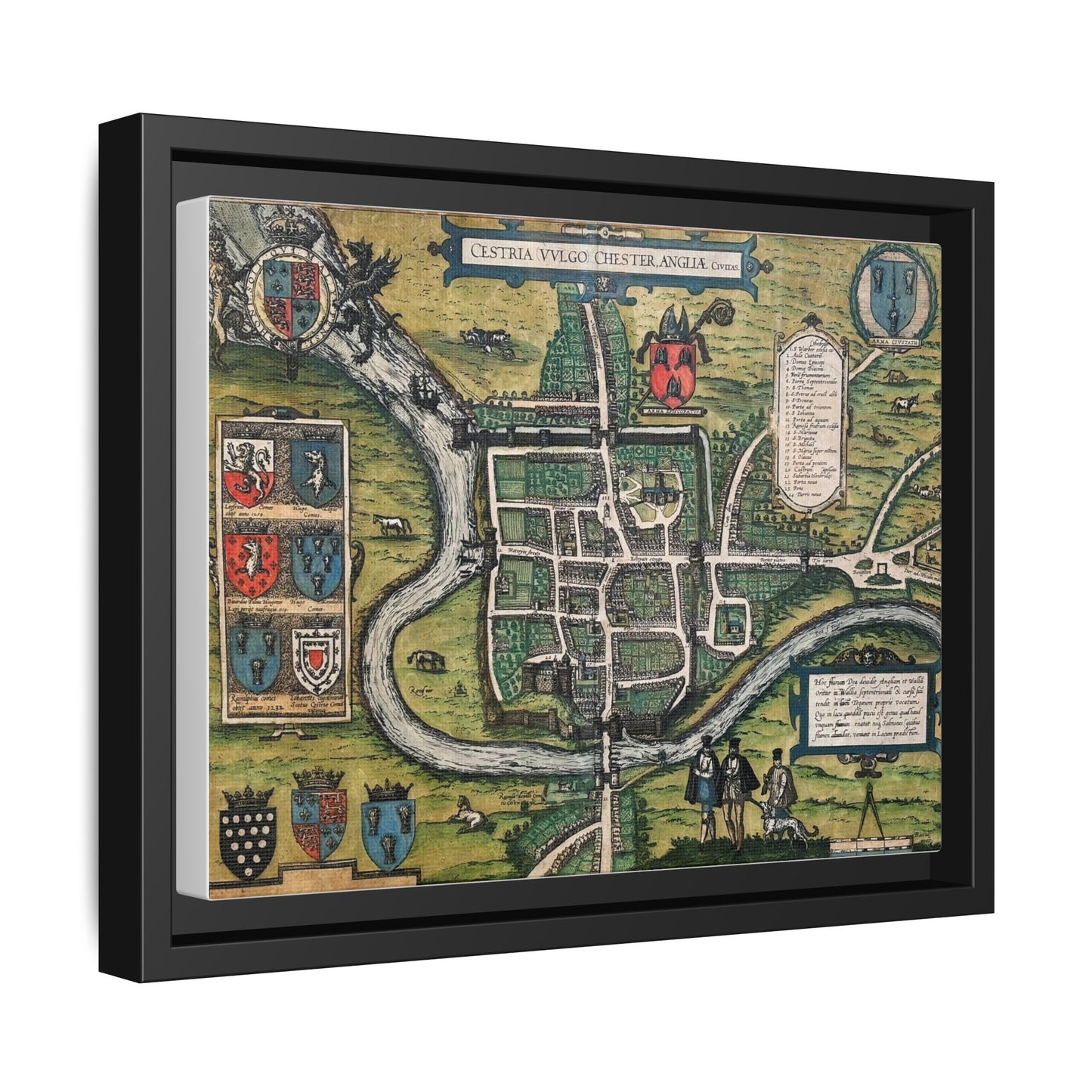 Chester (Cestria), England from Braun & Hogenberg’s Civitates Orbis Terrarum Framed Map Art Print