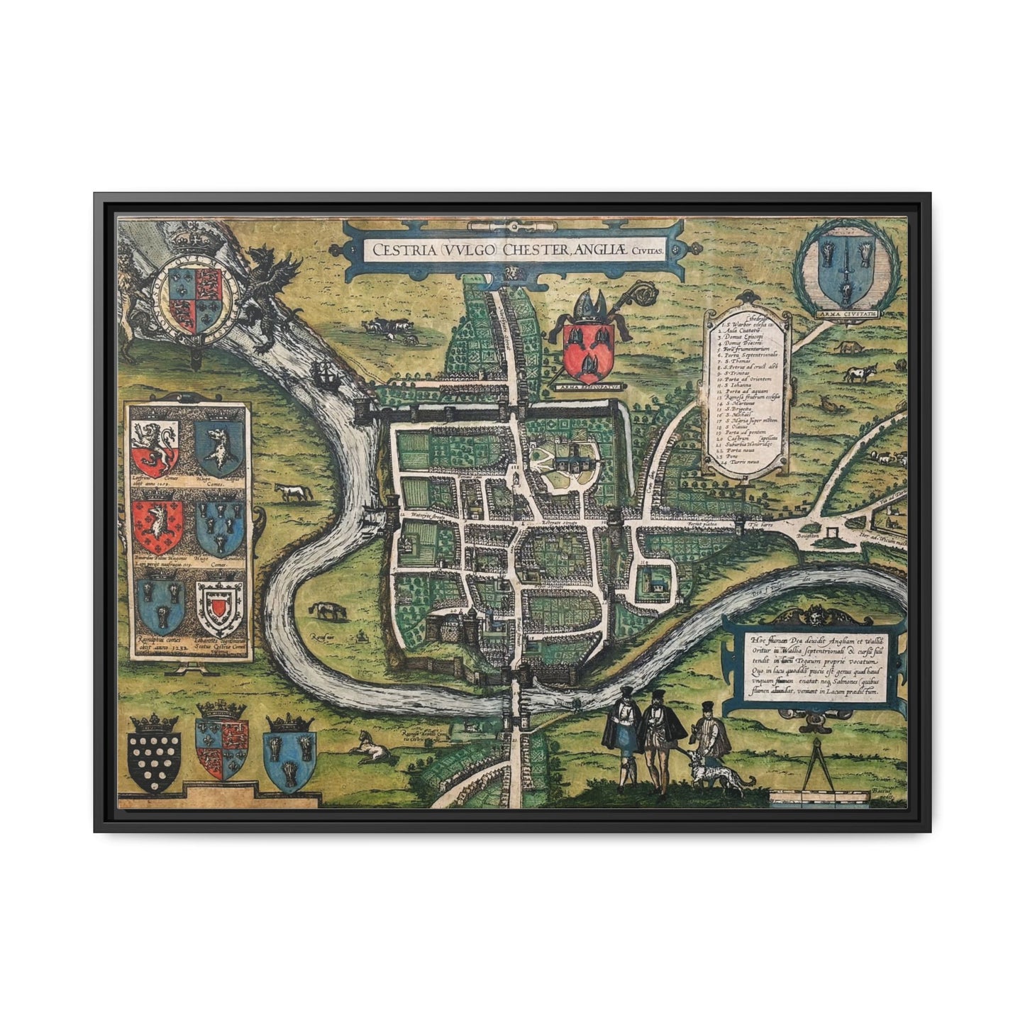 Chester (Cestria), England from Braun & Hogenberg’s Civitates Orbis Terrarum Framed Map Art Print