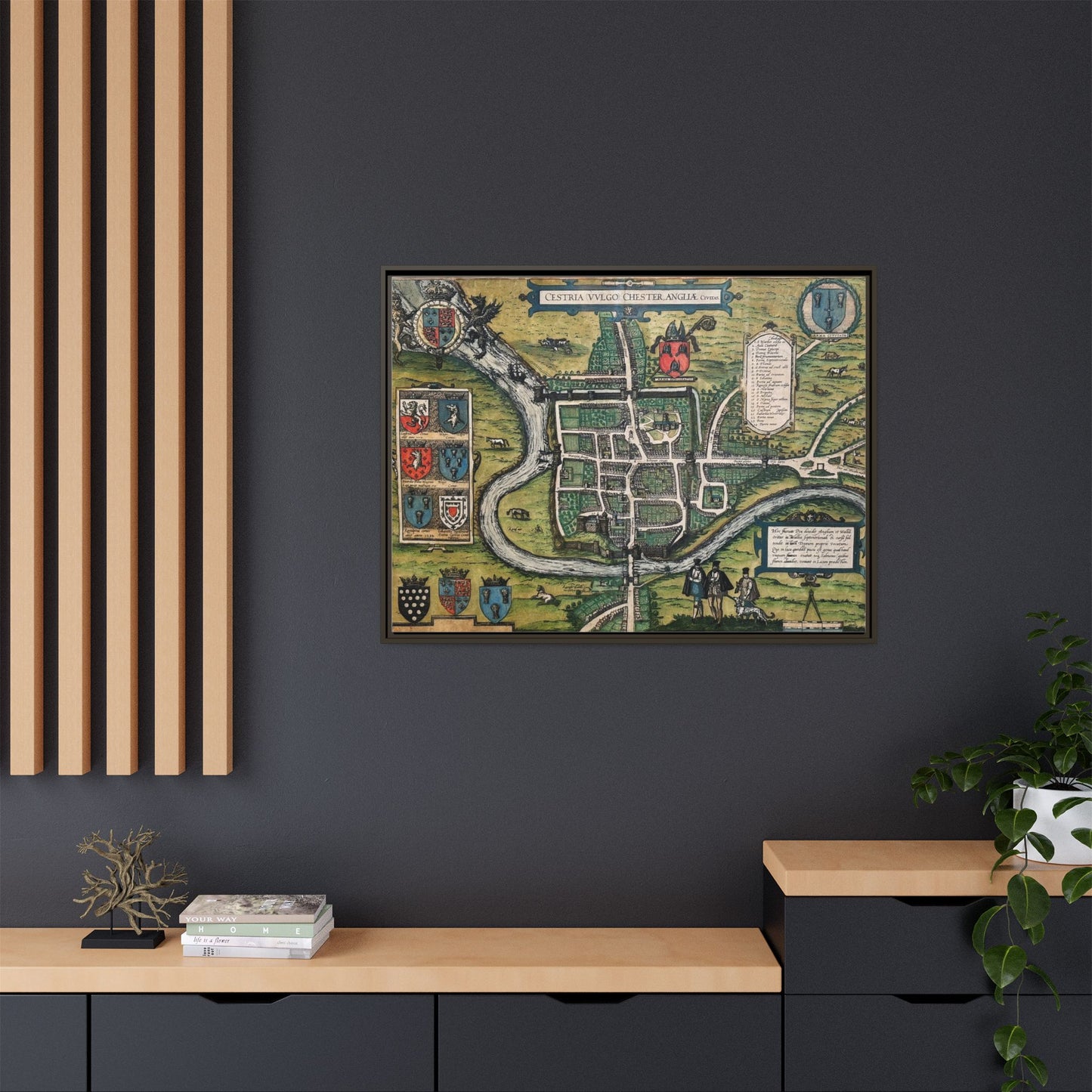 Chester (Cestria), England from Braun & Hogenberg’s Civitates Orbis Terrarum Framed Map Art Print