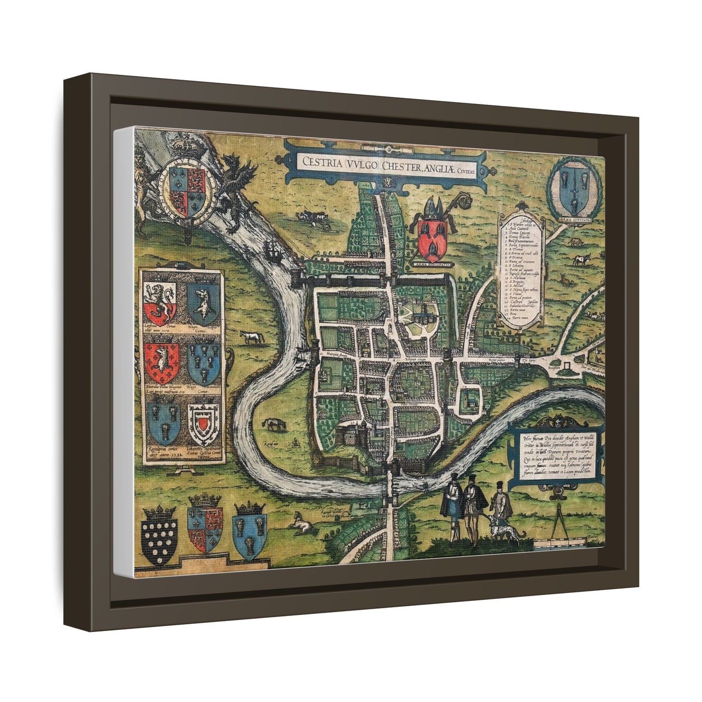 Chester (Cestria), England from Braun & Hogenberg’s Civitates Orbis Terrarum Framed Map Art Print