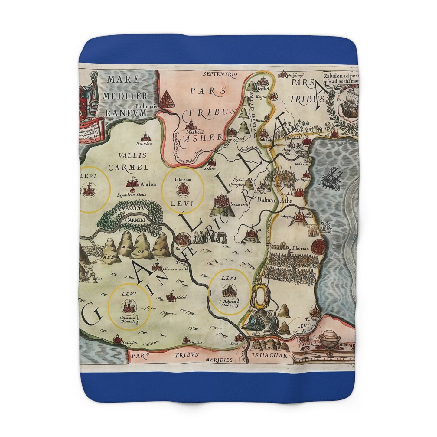 Galilee & the Twelve Tribes of Israel Vintage Map Sherpa Blanket