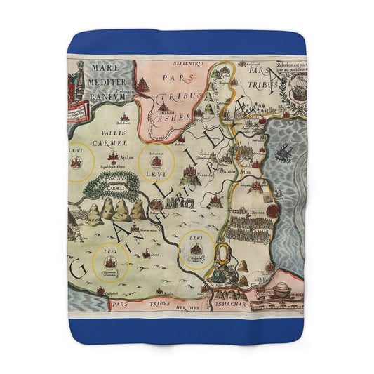 Galilee & the Twelve Tribes of Israel Vintage Map Sherpa Blanket