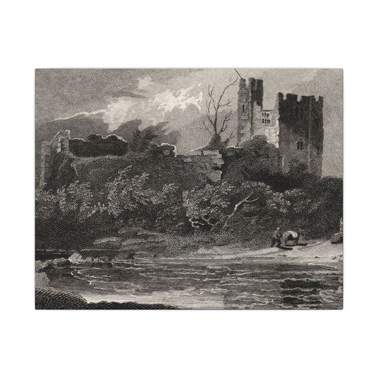Newark Castle — Antique Engraving Canvas Art Print