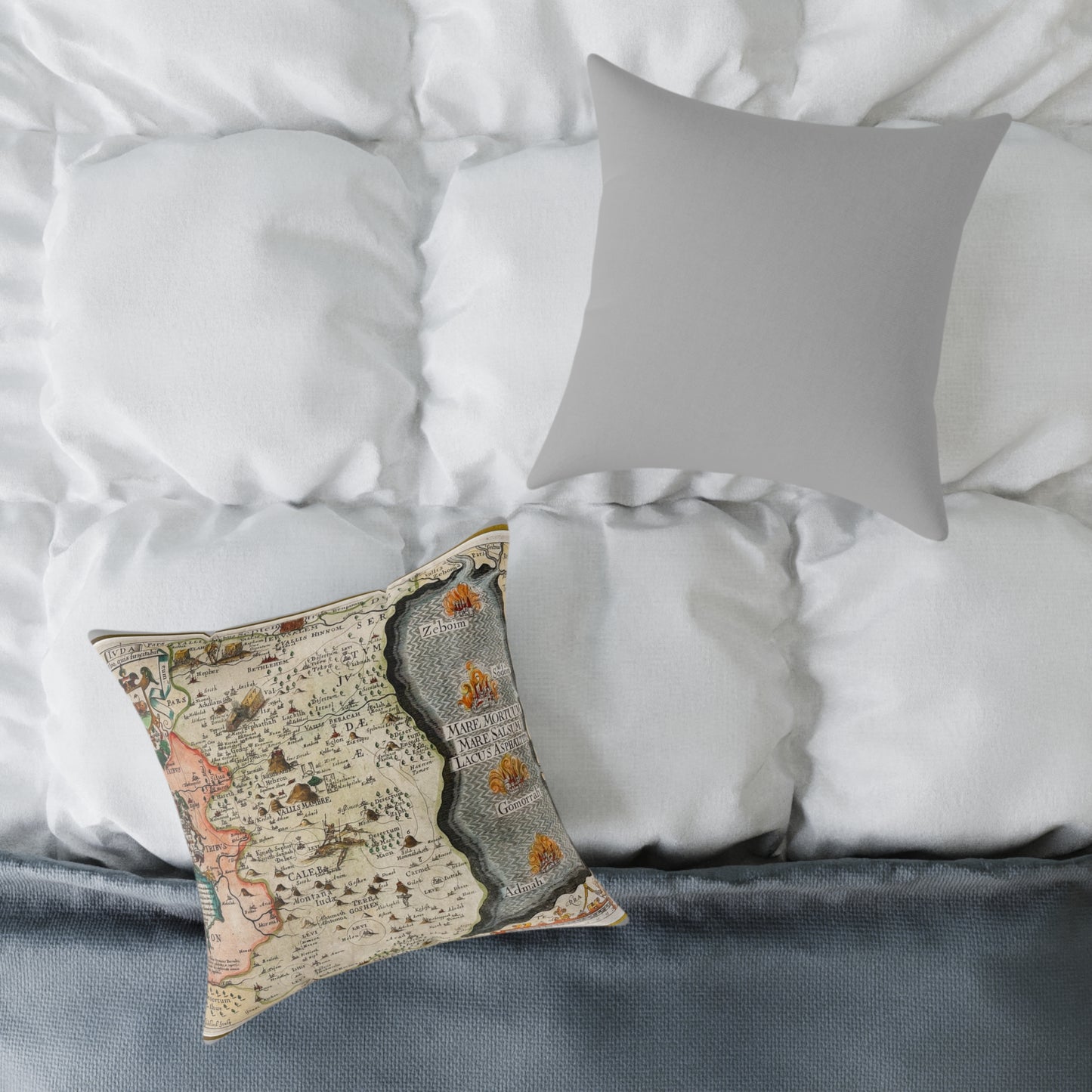 Tribes of Judah & Simeon with the Dead Sea Vintage Map Pillow - Biblical Cartography